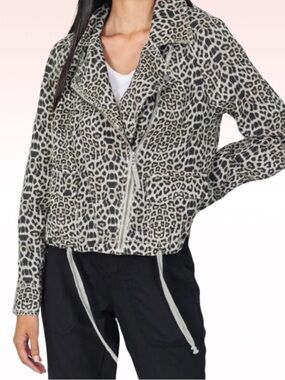 New ANTHROPOLOGIE MARRAKECH Wild Cat Linen Moto Jacket (Sz S)